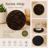 Karelim Home 4 Lü Bardak Altlığı Epoksi Saten Serisi - Bronz