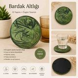Karelim Home 4 Lü Bardak Altlığı Epoksi Saten Serisi - Mint Yeşili