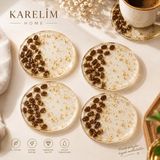 Karelim Home 4 Lü Bardak Altlığı Kahveçekirdeği Detaylı Epoksi Şık Sunum