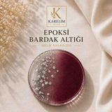 Karelim Home 4 Lü Epoksi Bardak Altlığı Gümüş Varaklı Özel Seri - Bordo