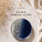 Karelim Home 4 Lü Epoksi Bardak Altlığı Gümüş Varaklı Özel Seri - Lacivert