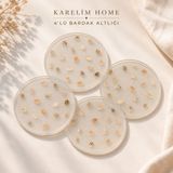 Karelim Home 4lü Bardak Altlığı Epoksi Midye Detaylı Özel Tasarım