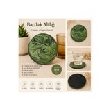 karelim home 4’lü Bardak Altlığı Epoksi Yeşil renk Saten Serisi