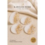 karelim home 4’lü Beyaz Şeffaf Epoksi Bardak Altlığı – Altın Varaklı El Yapımı Özel Tasarım