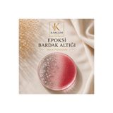 karelim home 4’lü Epoksi Bardak Altlığı Gümüş Varaklı Kırmızı