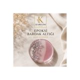 karelim home 4’lü Epoksi Bardak Altlığı Gümüş Varaklı Pembe