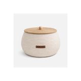 karelim home Çok Amaçlı Dekoratif Organizer Kapaklı Hasır Sepet 25 × 15, Beyaz, 25 x 15