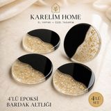 Karelim Home Gece Işıltısı 4’lü El Yapımı Epoksi Bardak Altlığı
