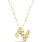 Karem Jewellery Zirkon Taşlı N Harfi Kolye Gold Kaplama Kadın