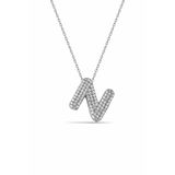 Karem Jewellery Zirkon Taşlı N Harfi Kolye Gümüş Kaplama Kadın