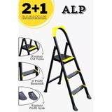 Karen Alp Siyah 2+1 Metal Basamaklı Katlanabilir Merdiven