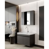 Karen Banyo Arya Banyo Dolabi Seti 80 Cm, Mat Antrasit Çok Renkli