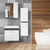 Karen Banyo Beyaz 60 cm Banyo Dolabı MDF Malzeme ile Modern Tasarım ve 2 Kapak Özelliği