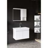 Karen Banyo Deniz Banyo Dolabı Seti, 80 Cm Beyaz, Lavabo Dahil, Lavabolu Beyaz