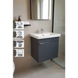 KAREN BANYO Kasırga 50 Cm, Lavabolu Alt Banyo Dolabı, Kapaklı Banyo Alt Dolap, Seramik Lavabo Dahil Antrasit Mdf