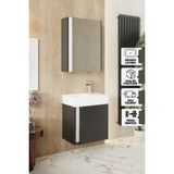Karen Banyo Kemer 45Cm, Lavabolu, Aynalı, Banyo Dolabı, Mat Antrasit, Lavabo Dahil