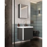 Karen Banyo Kemer 60 Cm,Lavabolu,Aynalı,Banyo Dolabı,Mat Antrasit,Lavabo Dahil Antrasit