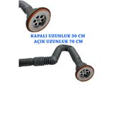 KAREN BANYO Krom Süzgeçli Körüklü Lavabo Ve Mutfak Sifonu Lavabo Gider Borusu 70 Cm 1.kalite Gri