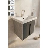 Karen Banyo Lavanta 50 cm Lavabolu Alt Banyo Dolabı, Banyo Dolabı, Seramik Lavabo Dahil , Retro Gümüş-Antrasit - Sonomo