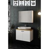 Karen Banyo Liva 80 Cm Tezgahlı MDF Malzemeli Beyaz Banyo Dolabı Seti Seramik Lavabo Dahil