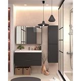 Karen Banyo Lotus 100 Cm Banyo Dolabı Seti Boy Dolaplı Lavabo Dahil Antrasit Çekmeceli Komple Mdf