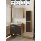 Karen Banyo Luna 80 Cm Tezgahlı, Aynalı Banyo Dolabı Seti, Seramik Lavabo Dahil Teşhir