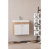 Karen Banyo Milano 60 Cm, Lavabolu Alt Banyo Dolabı, Kapaklı Banyo Dolabı, Seramik Lavabo Dahil, Mdf Beyaz