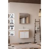 Karen Banyo Milano 60 Cm, Lavabolu Banyo Dolabı Seti, Lavabo Dahil, Ayna Dahil, Sonomo Meşe, Mdf