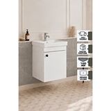 Karen Banyo Mimoza 50 Cm, Mdf, Lavabolu Alt Banyo Dolabı, Kapaklı Banyo Dolabı, Seramik Lavabo Dahil, Mdf Beyaz