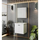 Karen Banyo Mimoza 60 Cm Mdf,Lavabolu,Aynalı Banyo Dolabı Seti,Seramik Lavabo Dahil Beyaz Mdf Teşhir