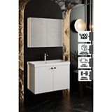 Karen Banyo Mimoza 80 Cm Lavabolu,Aynalı Banyo Dolabı Seti,Mdf Seramik Lavabo Dahil,Beyaz,Mdf