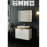 Karen Banyo Mimoza 80 cm Tezgahlı, Aynalı Banyo Dolabı Seti, Seramik Lavabo Dahil, Beyaz, Mdf - Beyaz