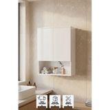 KAREN BANYO Tuna Çamaşır Makinesi Üst Dolabı, Çok amaçlı dolap, Kapaklı Banyo Dolabı Beyaz
