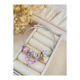 Karen Jewelry Pembe Kelebek Ve Love Charmlı Çelik Bileklik