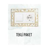 Karenza Home Dekoratif Ahşap Desenli MDF İkili Priz Çerçevesi Süsü - 20x13 CM - Yapışkanlı Montaj