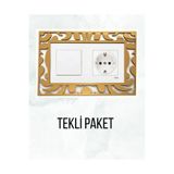 Karenza Home Dekoratif Gold Aynalı Pleksi İkili Priz Çerçevesi Süsü - 20x13 CM - Yapışkanlı Montaj - GOLD RENK