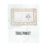 Karenza Home Dekoratif Krem MDF İkili Priz Çerçevesi Süsü - 20x13 CM - Yapışkanlı Montaj