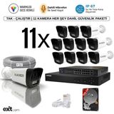 Karer 11'li Ip-5mp-Poeli-Sesli -Gece Renkli- Su Geçirmez- Full HD-500GB-GÜVENLIK Kamera Seti - Beyaz