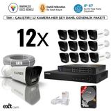 Karer 12'li Ip- Prpfesyonel-5mp-Poeli-Sesli -Ultra Hd 5mp Ip Kamera -Yapay ZEKA-500GB-GÜVENLIK Kamerası - Beyaz