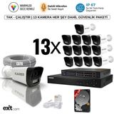 Karer 13'lü Ip-5mp-Poeli-Sesli -Gece Renkli- Su Geçirmez- Full HD-500GB-GÜVENLIK Kamera Seti - Beyaz