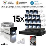Karer 15'li Ip-5mp-Poeli-Sesli -Gece Renkli- Su Geçirmez- Full Hd-1tb-Güvenlik Kamera Seti - Beyaz