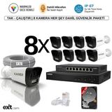 Karer 8'li Ip- Prpfesyonel-5mp-Poeli-Sesli -Ultra Hd 5mp Ip Kamera -Yapay ZEKA-500GB-GÜVENLIK Kamerası - Beyaz