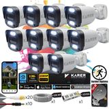 Karer Exitcam-10'lu Ahd Güvenlik Kamera Seti-Gece Renkli-6 Warmled'li- Su Geçirmez- Full Hd - Beyaz