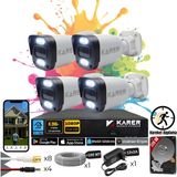 Karer Exitcam-4'li Ahd Güvenlik Kamera Seti-Gece Renkli-6 Warmled'li- Su Geçirmez- Full Hd - Beyaz