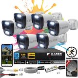 Karer Exitcam-6'li Ahd Güvenlik Kamera Seti-Gece Renkli-6 Warmled'li- Su Geçirmez- Full Hd - Beyaz