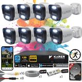 Karer Exitcam-8'li Ahd Güvenlik Kamera Seti-Gece Renkli-6 Warmled'li- Su Geçirmez- Full Hd - Beyaz