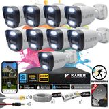 Karer Exitcam-9'lu Ahd Güvenlik Kamera Seti-Gece Renkli-6 Warmled'li- Su Geçirmez- Full Hd - Beyaz