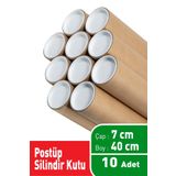 karetaş Postüp 7 Cm X 40 Cm X 10 Adet Silindir Kutu Rulo Gönderi Tüpü Gönderi Kutusu Karton Boru Masura