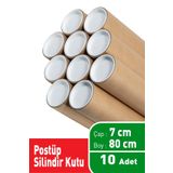 karetaş Postüp 7 cm X 80 cm x 10 Adet Silindir Kutu Rulo Gönderi Tüpü Gönderi Kutusu Karton Boru Masura