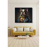 Karetekli Kanvas Tablo Modern Salon Mutfak Yatak Odası Ofis Aristokrat Fransız Bulldog 780